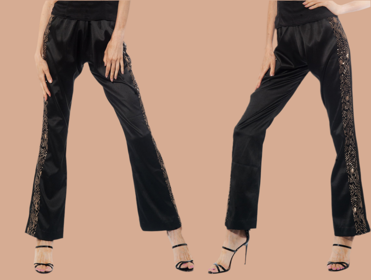 Black Bustier And Silk Pants