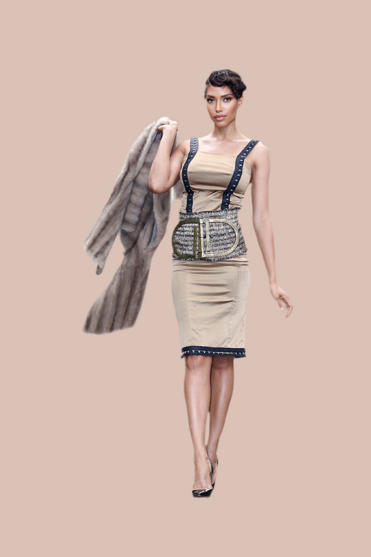 Slim-fit dress with cut-out detail and detailed straps