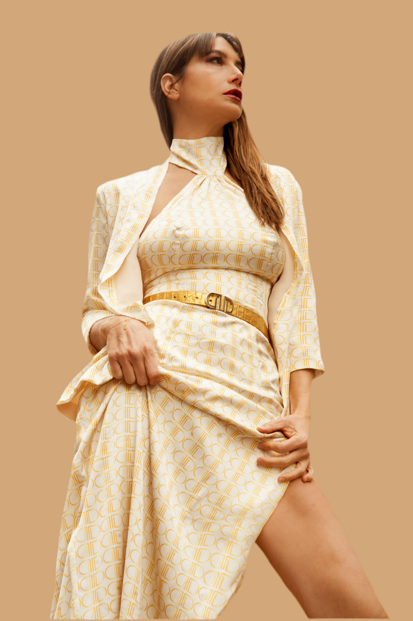 Italian Haute Couture Silk Dress & Jacket Set - Luxury Summer Collection