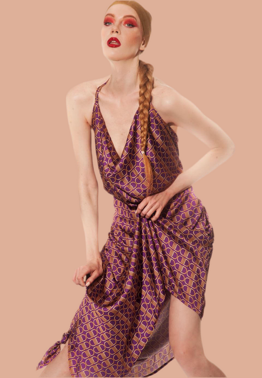 Artistic Purple Patterned Dress