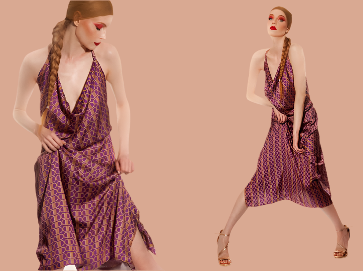 Artistic Purple Patterned Dress