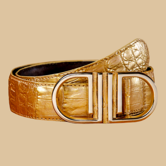 Luxury crocodile leather belt