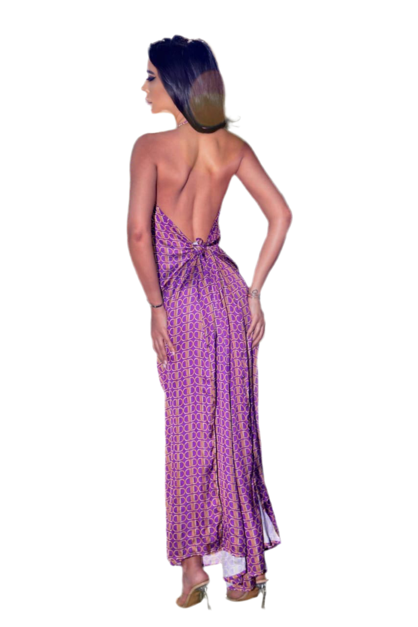 Artistic Purple Patterned Dress