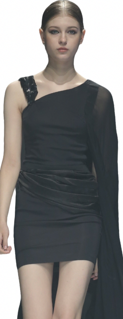 Dress Black in neoprene  with silk shall - dieppacouture