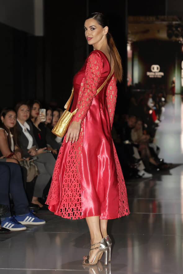 Silk Cutwork Midi Dress – Crimson Red