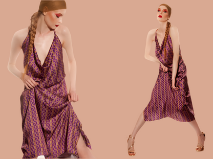 Artistic Purple Patterned Dress