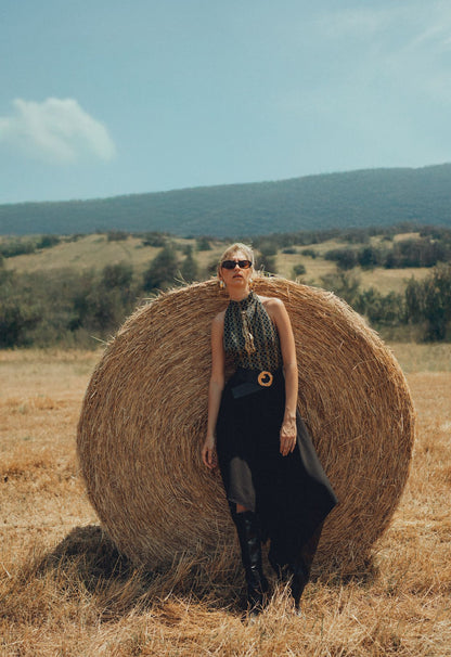 Halter Macrame Silk Dress