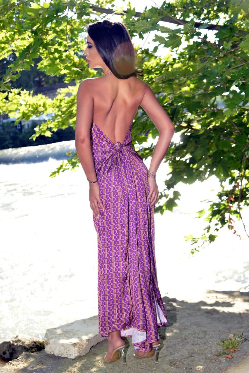 Artistic Purple Patterned Dress