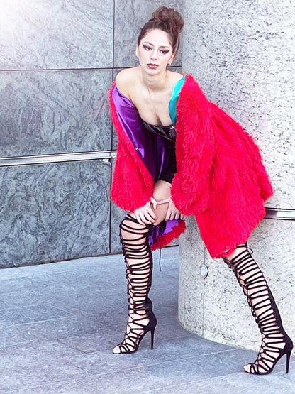 Kimono giapponese Rosso EcoPellicia - dieppacouture